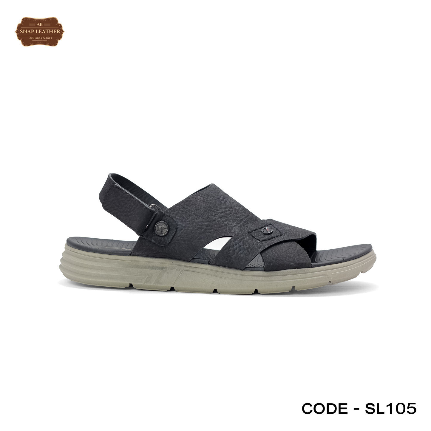 Cool & Easy Men's Summer Sandals - genuine Leather - Slide On - Snap Leather