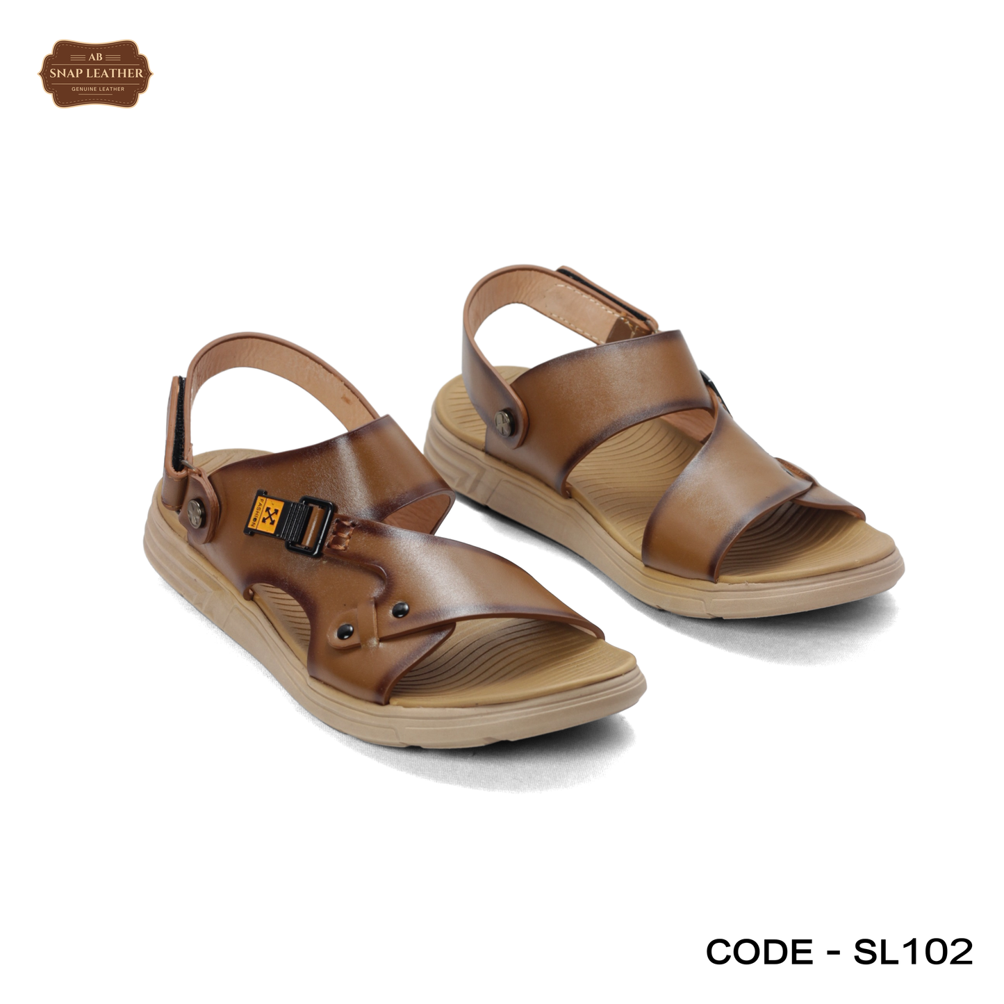 men's brown leather sandals, showcasing the detailed stitching