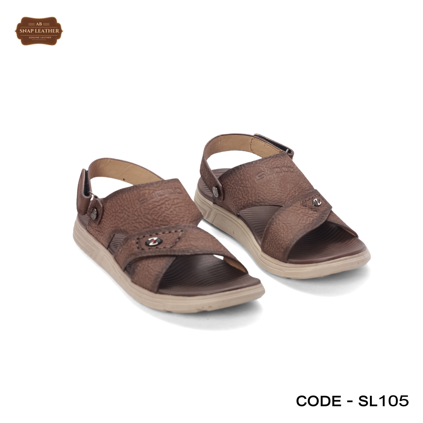 Cool & Easy Men's Summer Sandals - genuine Leather - Slide On - Snap Leather