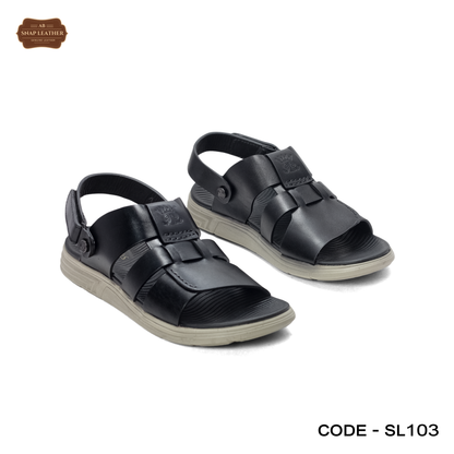 summer leather sandals for men, woven design and adjustable straps