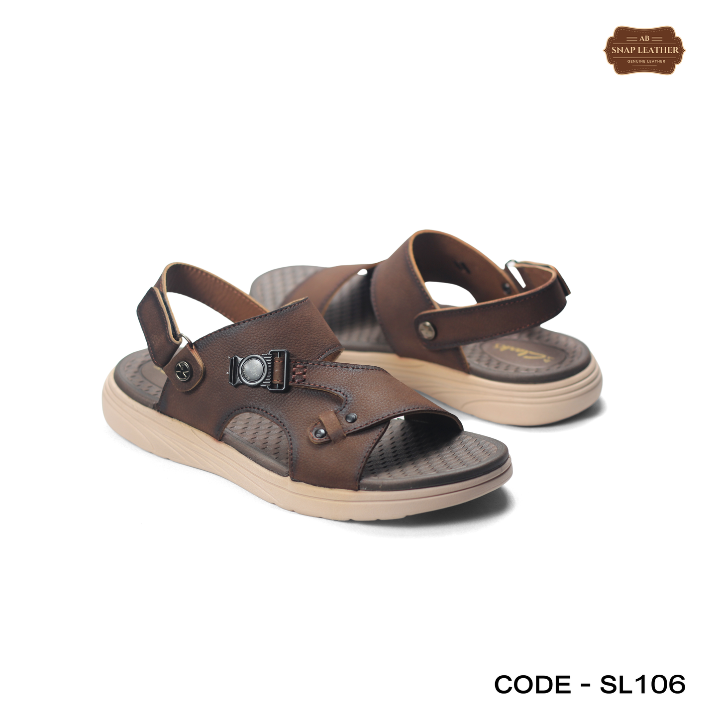 genuine Leather Cool & Easy Men's Summer Sandals - - Snap Leather